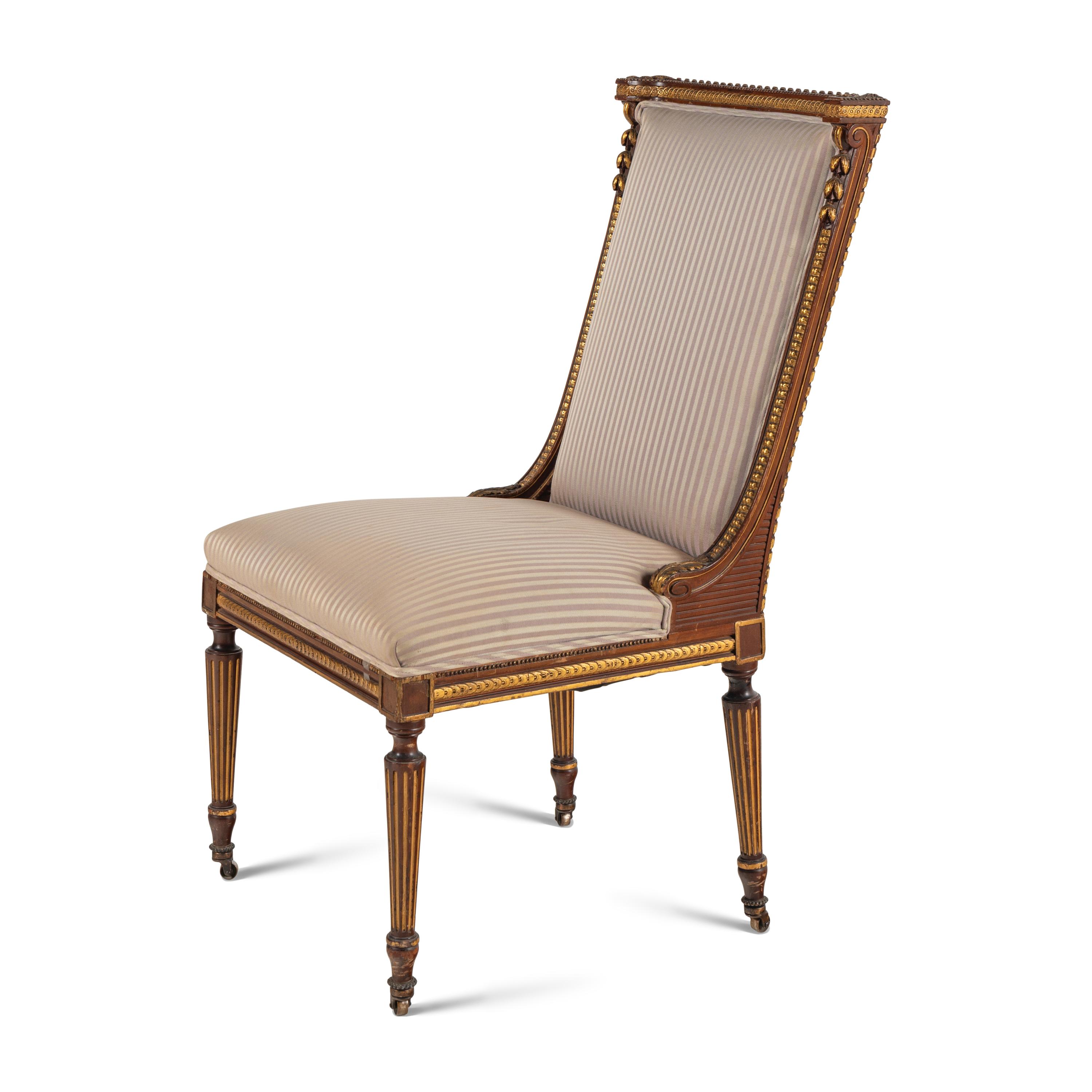 A Louis XVI Style Mahogany and Parcel-Gilt Chair