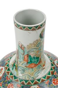 A Pair of Chinese Porcelain and Polychrome Decorated Vases