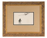 Christmas Card - Elf, Santa, and Moon , 1947