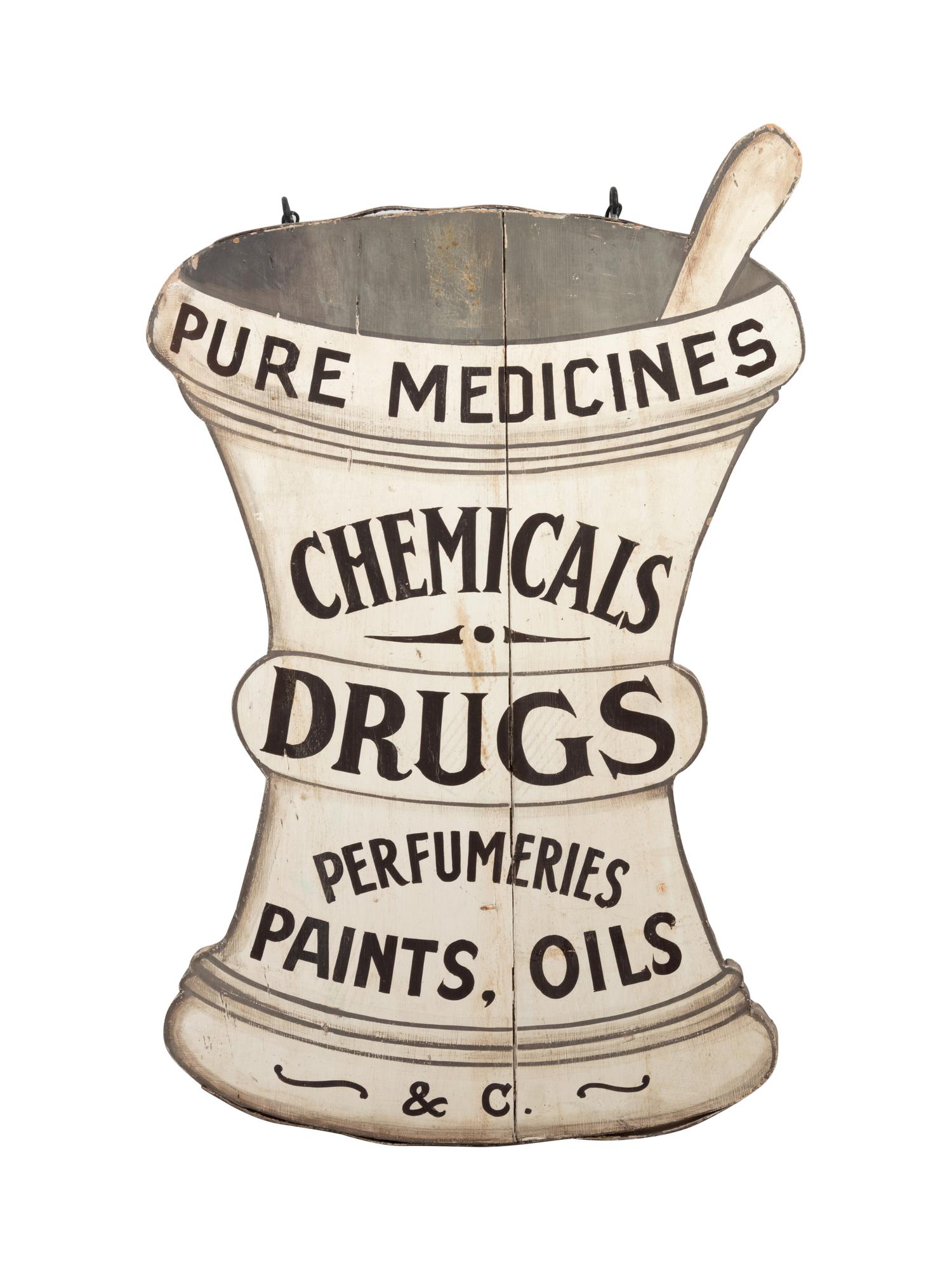 A Painted Wood Apothecary Sign