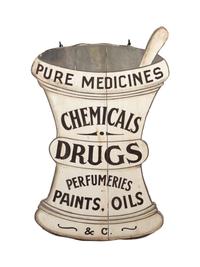 A Painted Wood Apothecary Sign