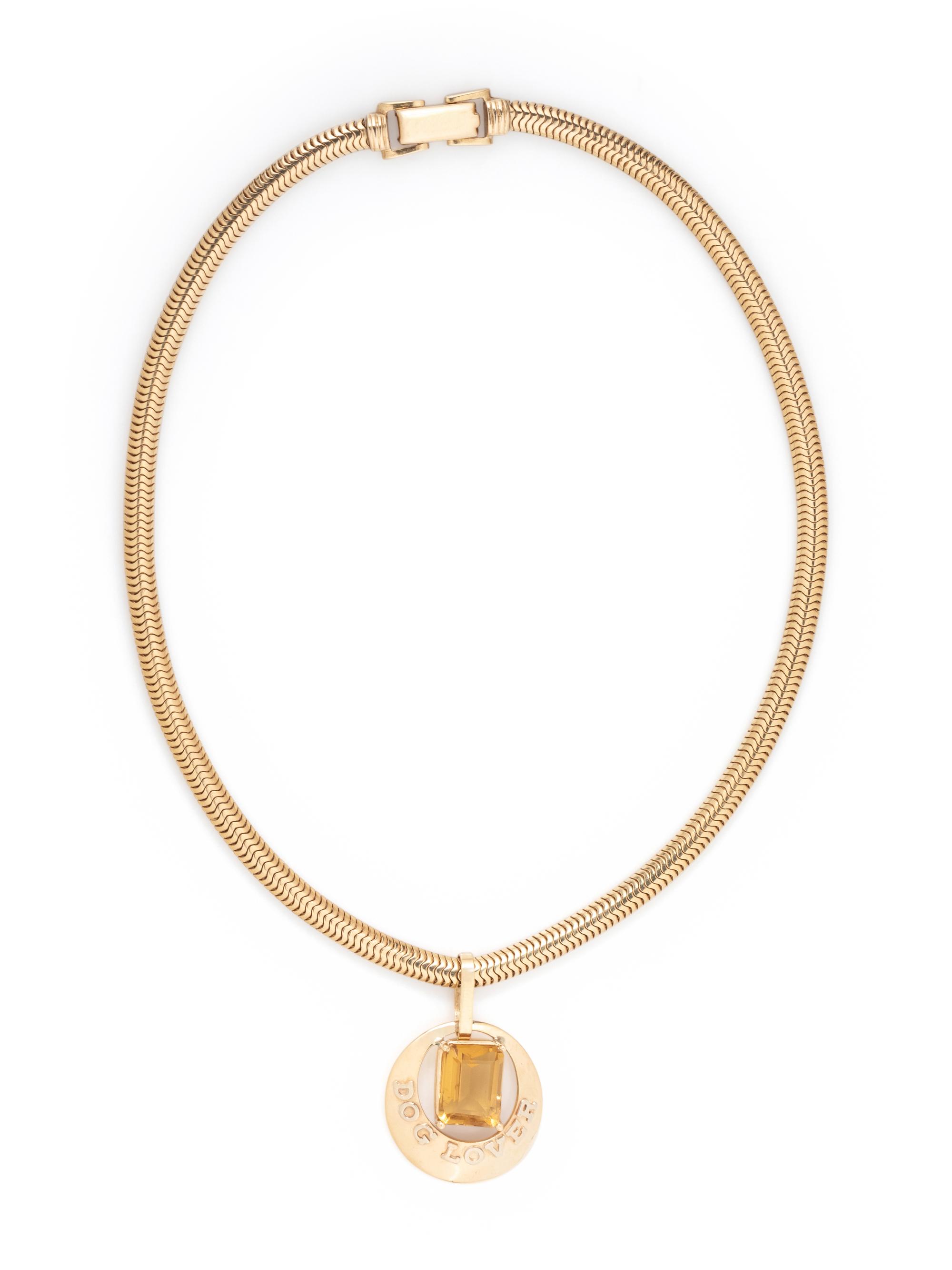 YELLOW GOLD AND CITRINE PENDANT/NECKLACE