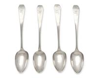 A Group of Four Federal Silver Coffin-End Tablespoons Associated with John M. De La Montagne, By William Garret Forbes (1751-1840), New York, NY, Circa 1800