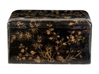 A Chinese Export Gilt and Black Lacquer Box