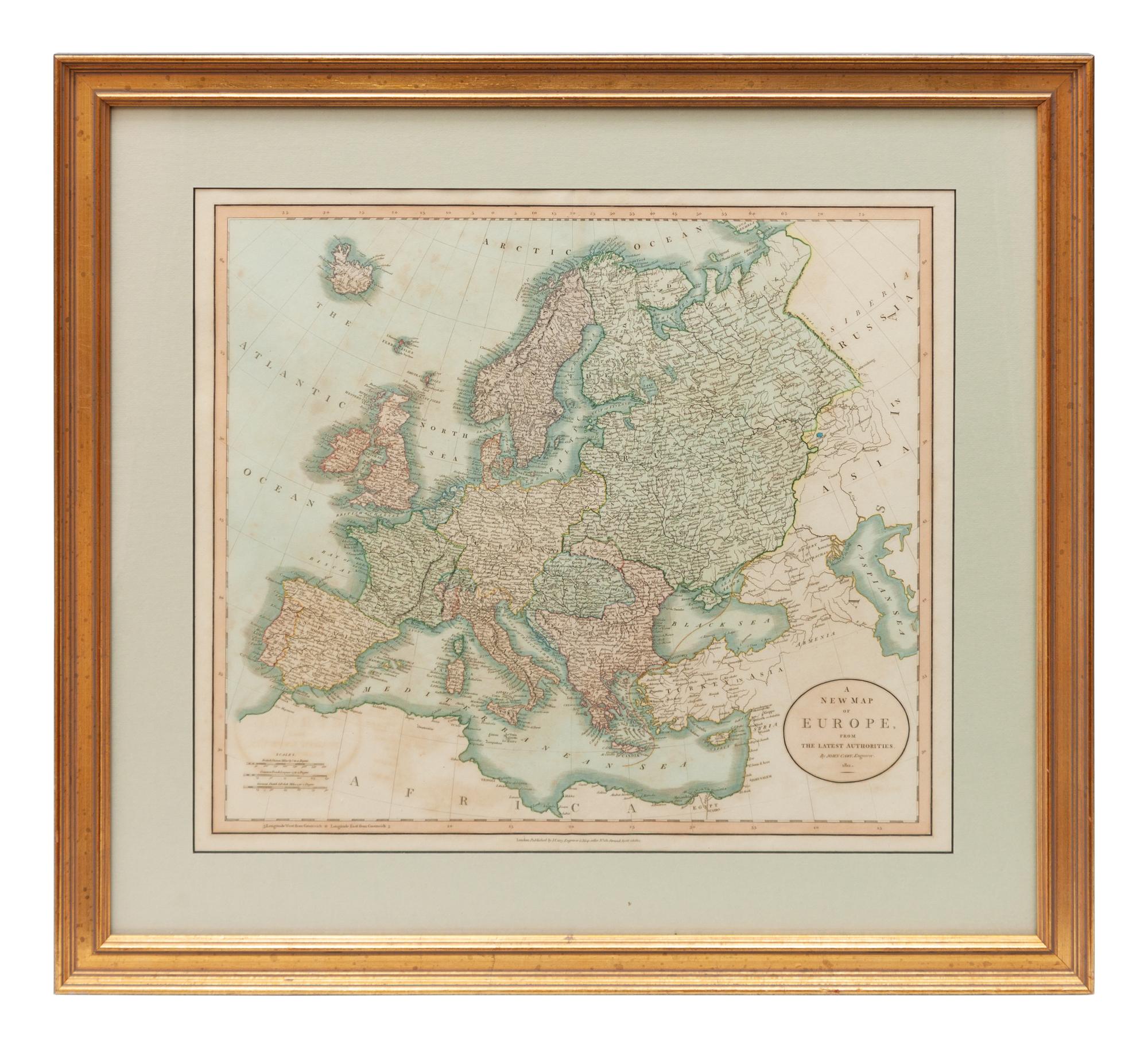 Three Historic Maps: New Map of Europe from The Latest Authorities, 1811, Delaware from the Belt Authorities, 1796, North Carolina published by J.H. Colton & Co.,