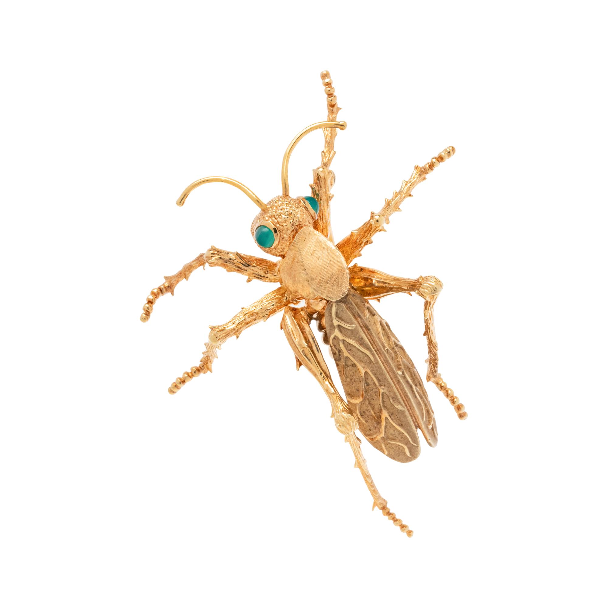 YELLOW GOLD GRASSHOPPER BROOCH