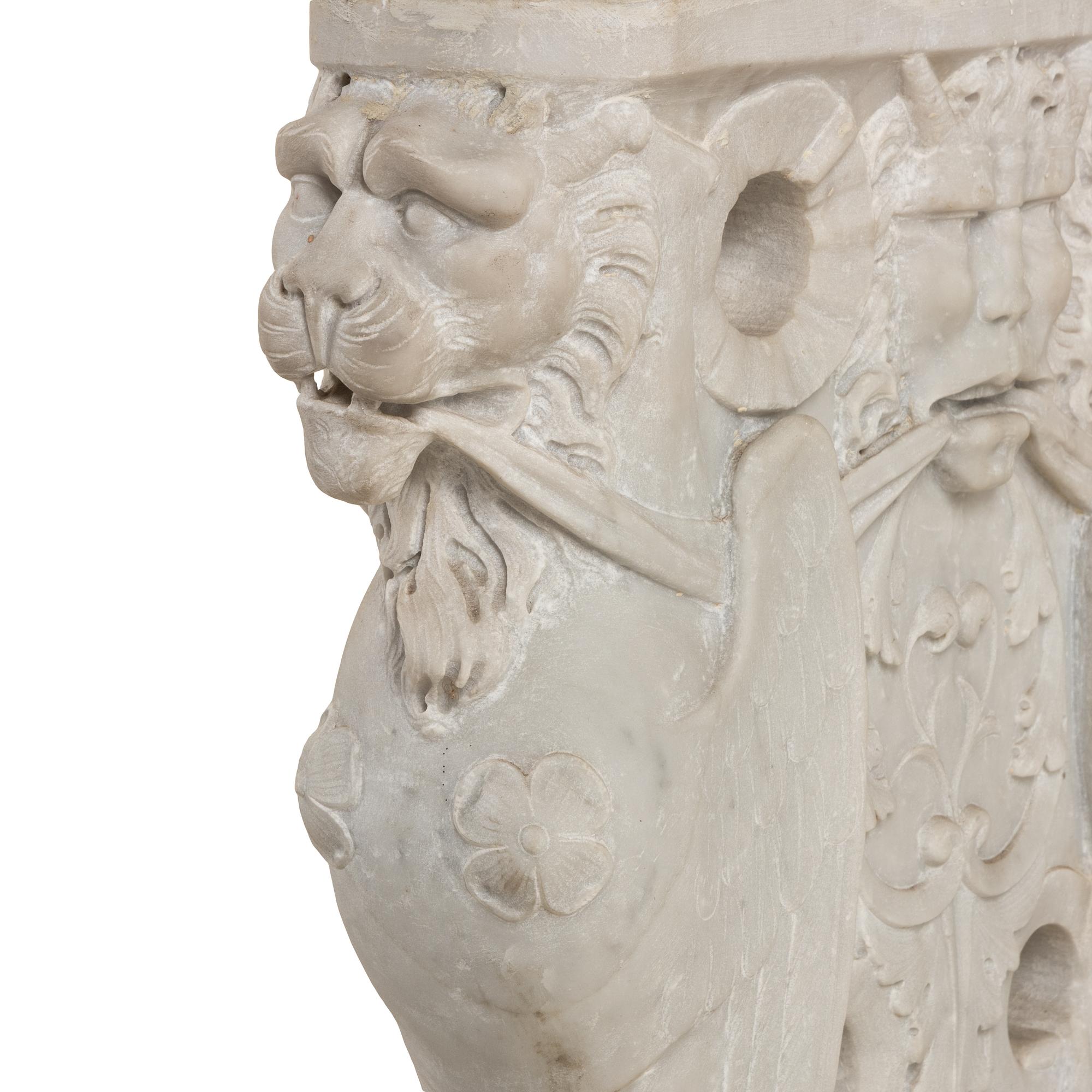 A Neoclassical Carved Marble Console Table