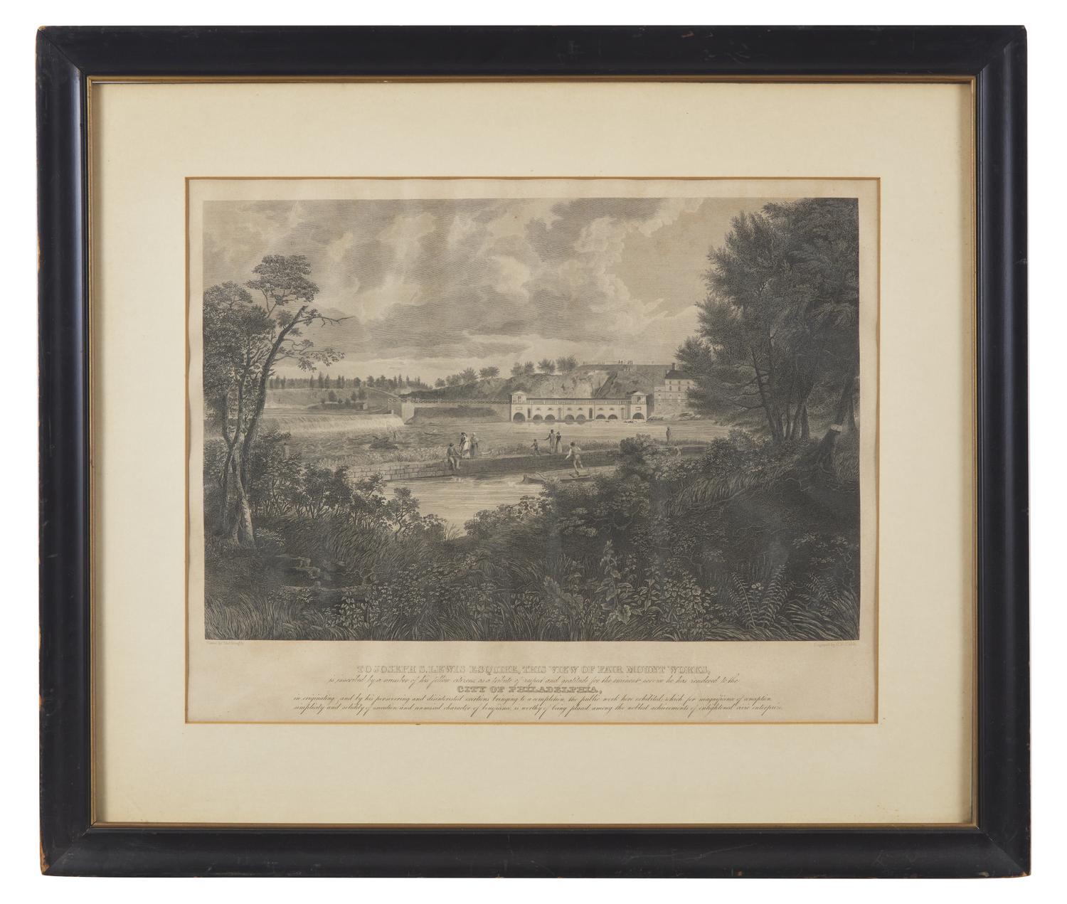 After Thomas Doughty (1793-1856), An Engraving: "To Joseph S. Lewis Esquire, this View of Fair Mount Works," engraved by C.G. Childs, circa 1826-1827