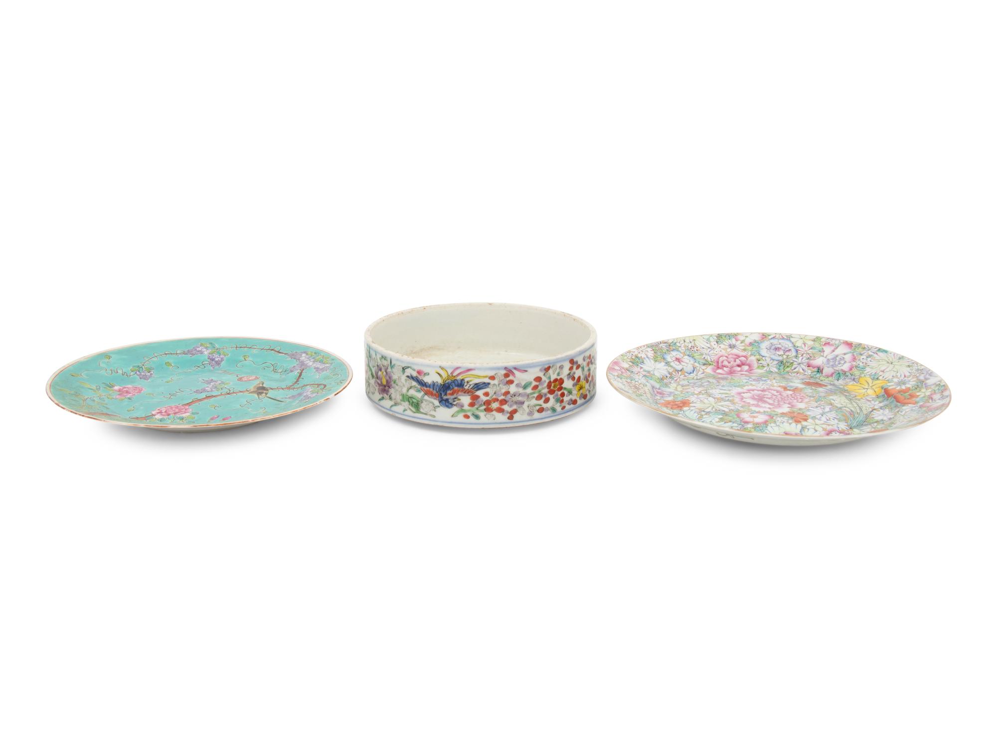 Three Chinese Famille Rose Porcelain Articles