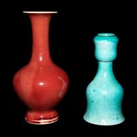 Two Chinese Monochrome Glazed Porcelain Vases