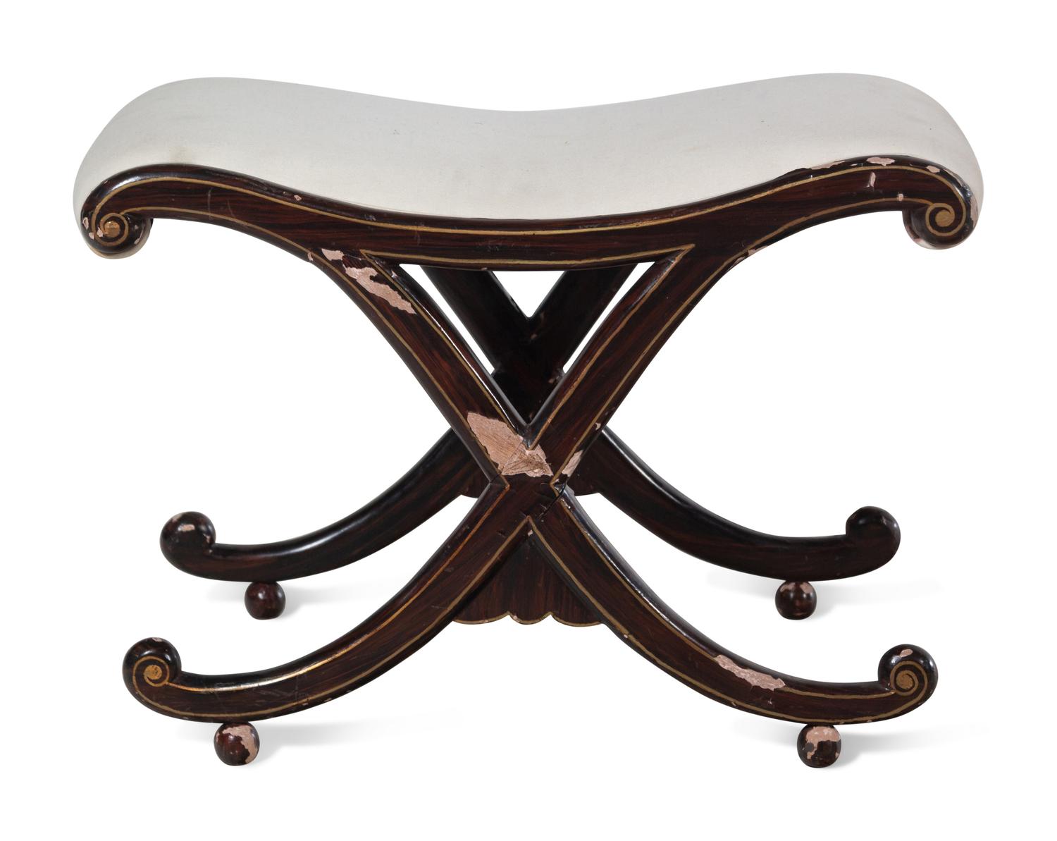 A Regency Style Grain-Painted X-Form Stool