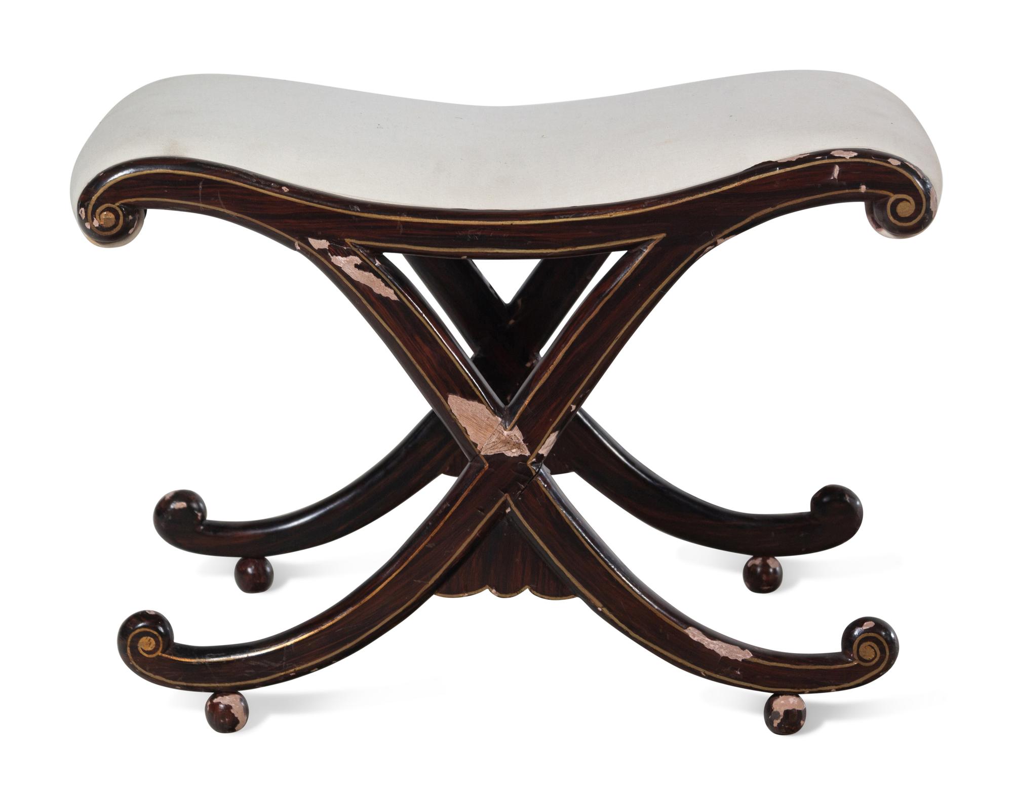 A Regency Style Grain-Painted X-Form Stool