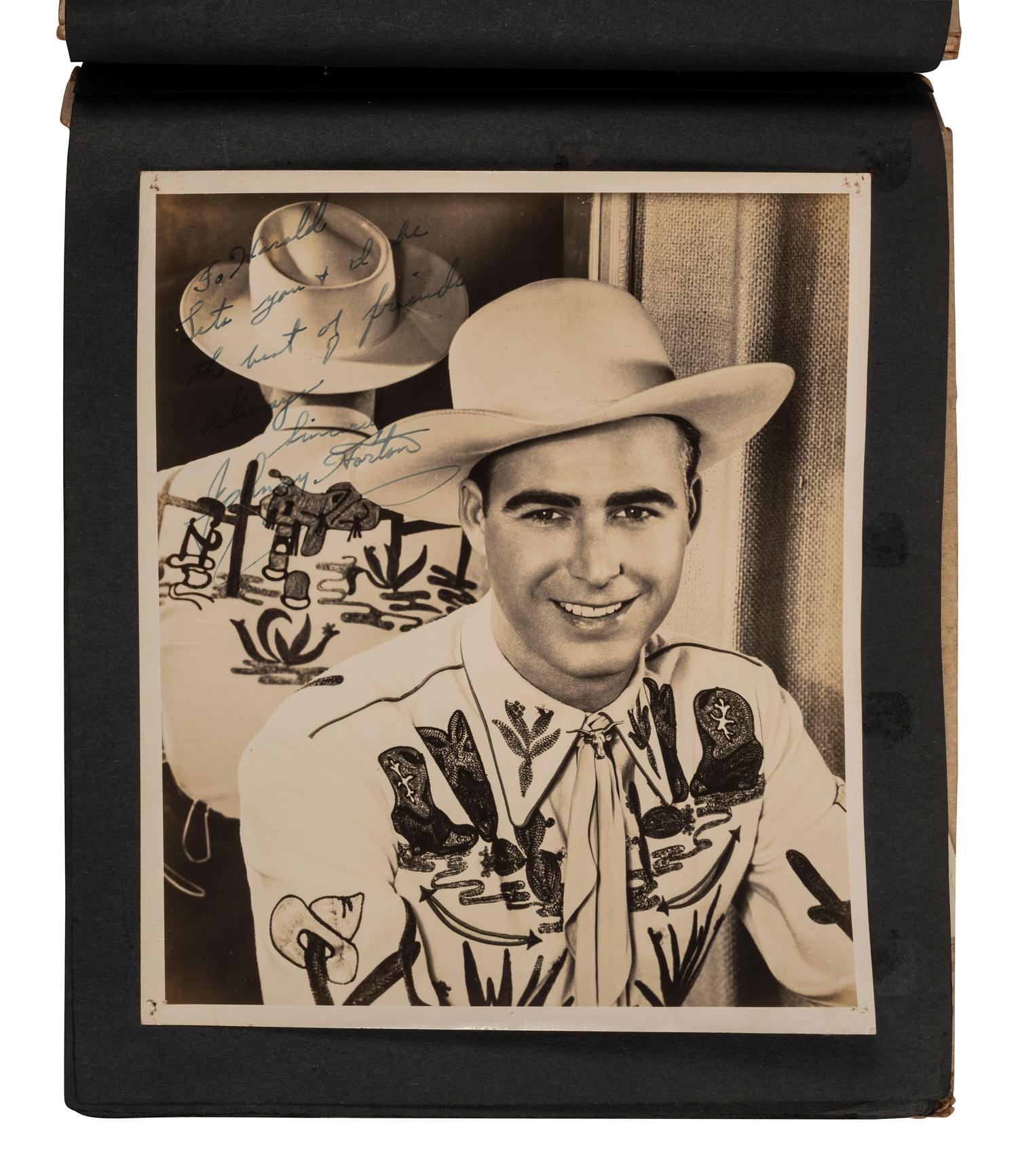 [COUNTRY MUSIC]. Traditional Country Music Hall of Fame scrapbook identified to Harold Sharp, containing rare Hank Williams Memorial Souvenir program.