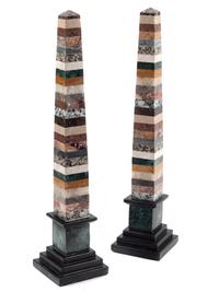 A Pair of Specimen Marble Obelisks