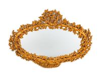 An Italian Rococo Style Carved Giltwood Oval Mirror