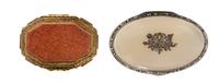 A Continental Silver Table Box, first half 20th Century, of oval form together with a smaller gilt metal example.