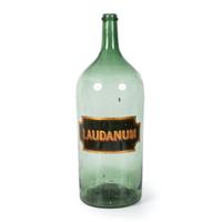 An English Painted Green Glass Laudanum Apothecary Jar