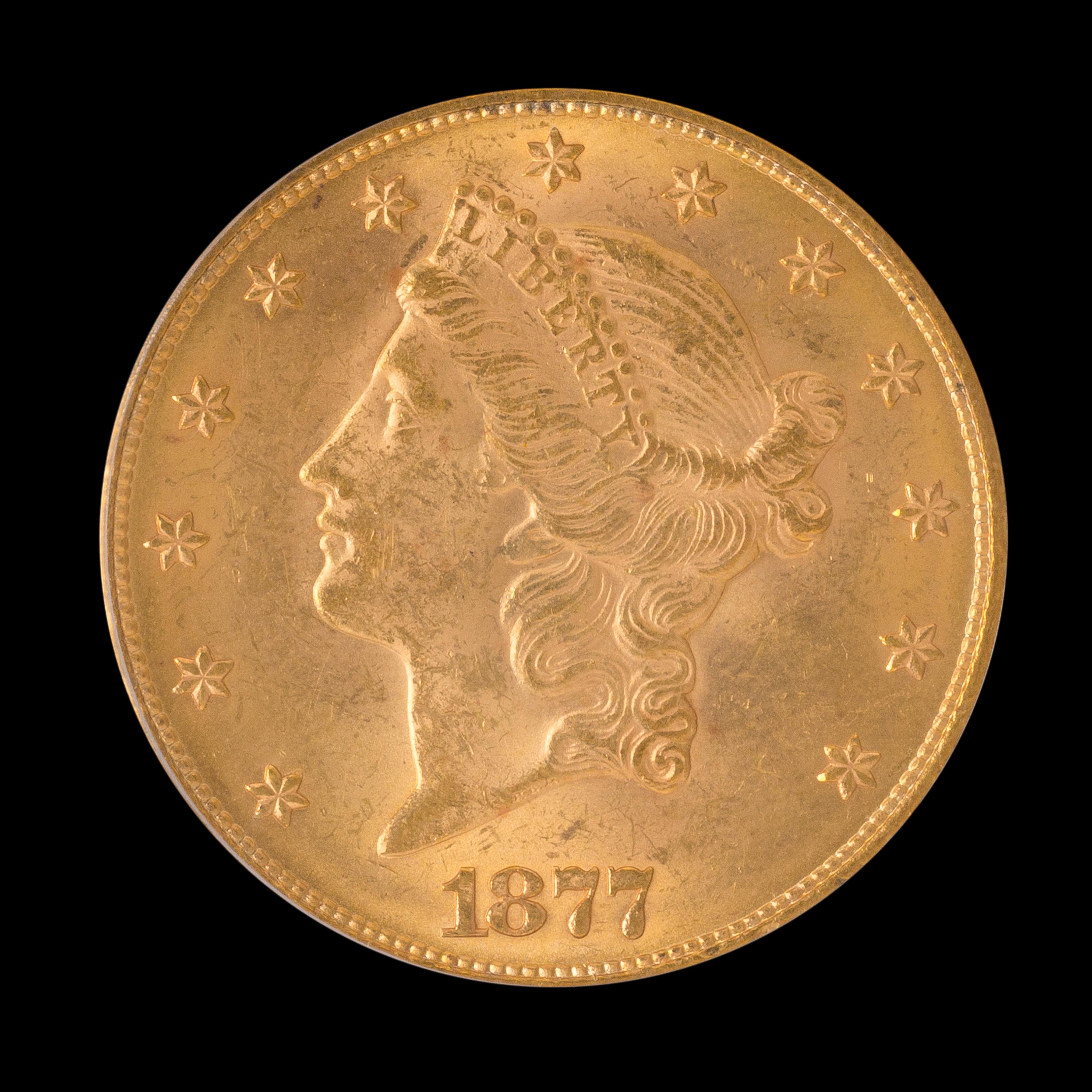 A United States 1877 Liberty Head $20 Gold Coin
