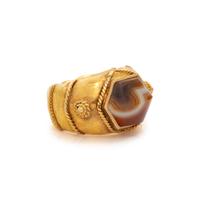 YELLOW GOLD AND BANDED AGATE RING