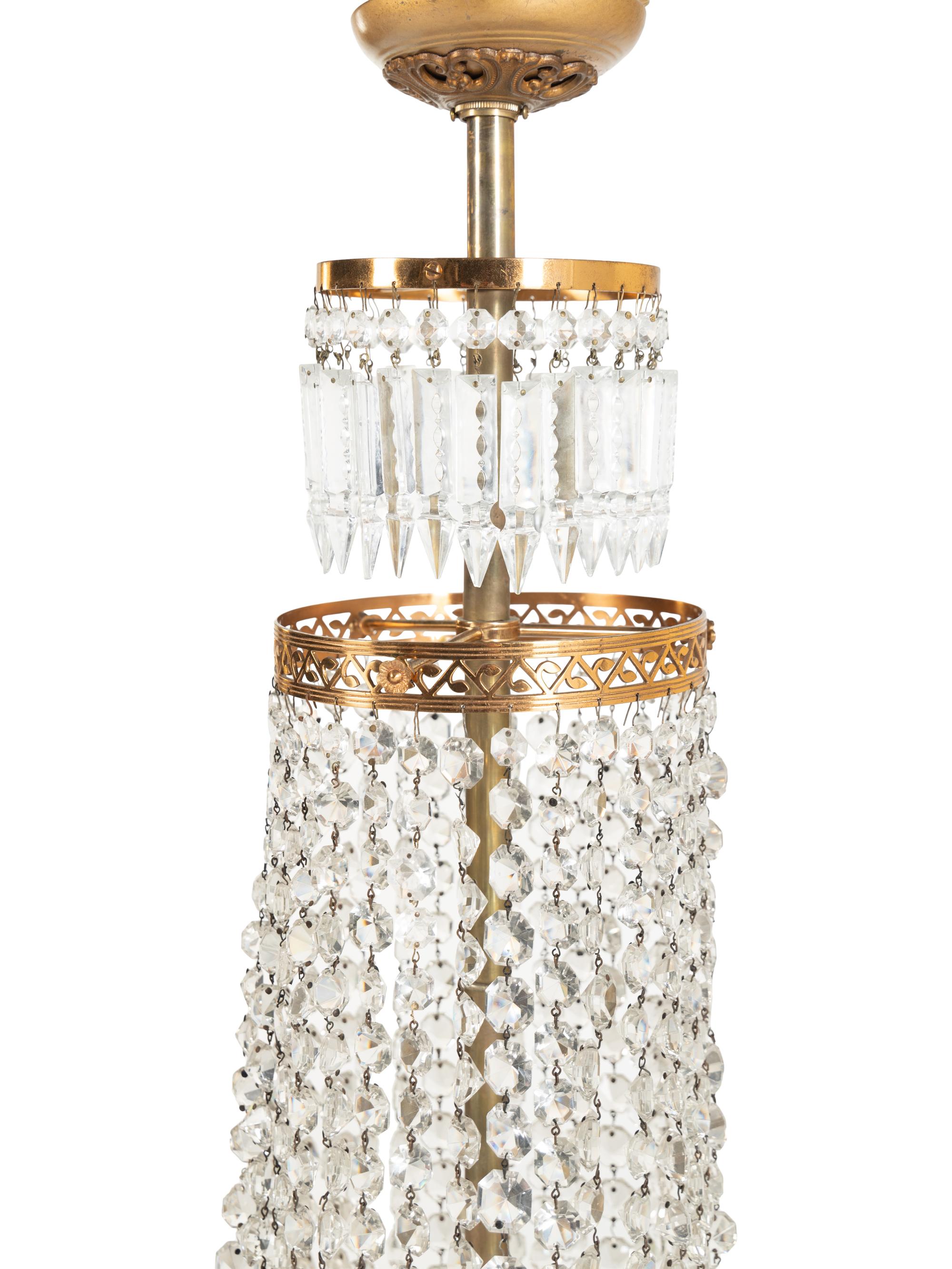 A Victorian Cut Glass Six-Light Chandelier