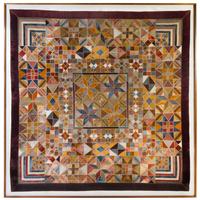 An American Silk and Velvet Patchwork Quilt Height 76 x width 86 inches. — LATE 19TH CENTURY