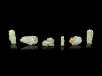 Six Chinese Celadon Jade Carvings
