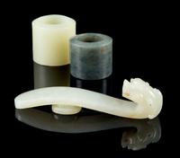 Three Jade Articles Belt length 3 3/4 inches.