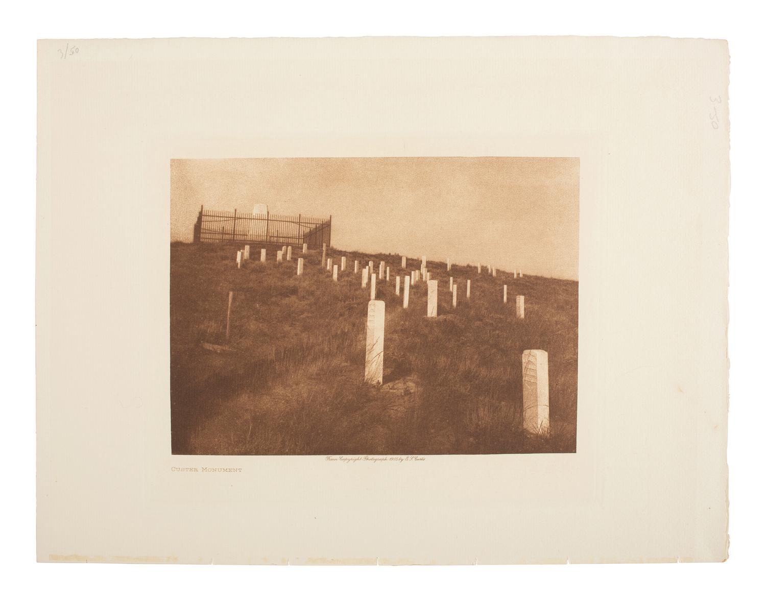 [CUSTER, George A.] CURTIS, Edward. 2 photogravures incl. Custer's Monument and White Man Runs Him.