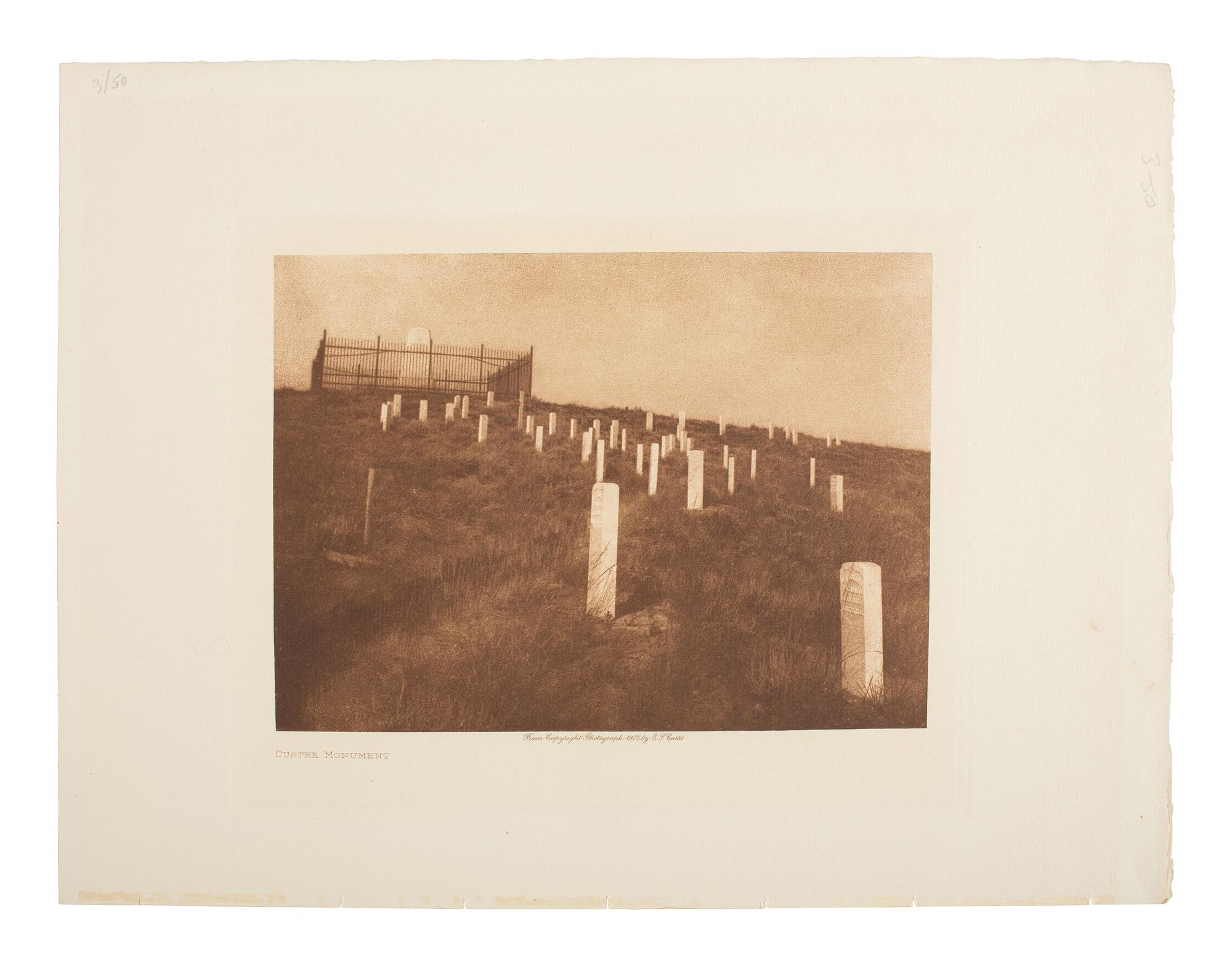 [CUSTER, George A.] CURTIS, Edward. 2 photogravures incl. Custer's Monument and White Man Runs Him.