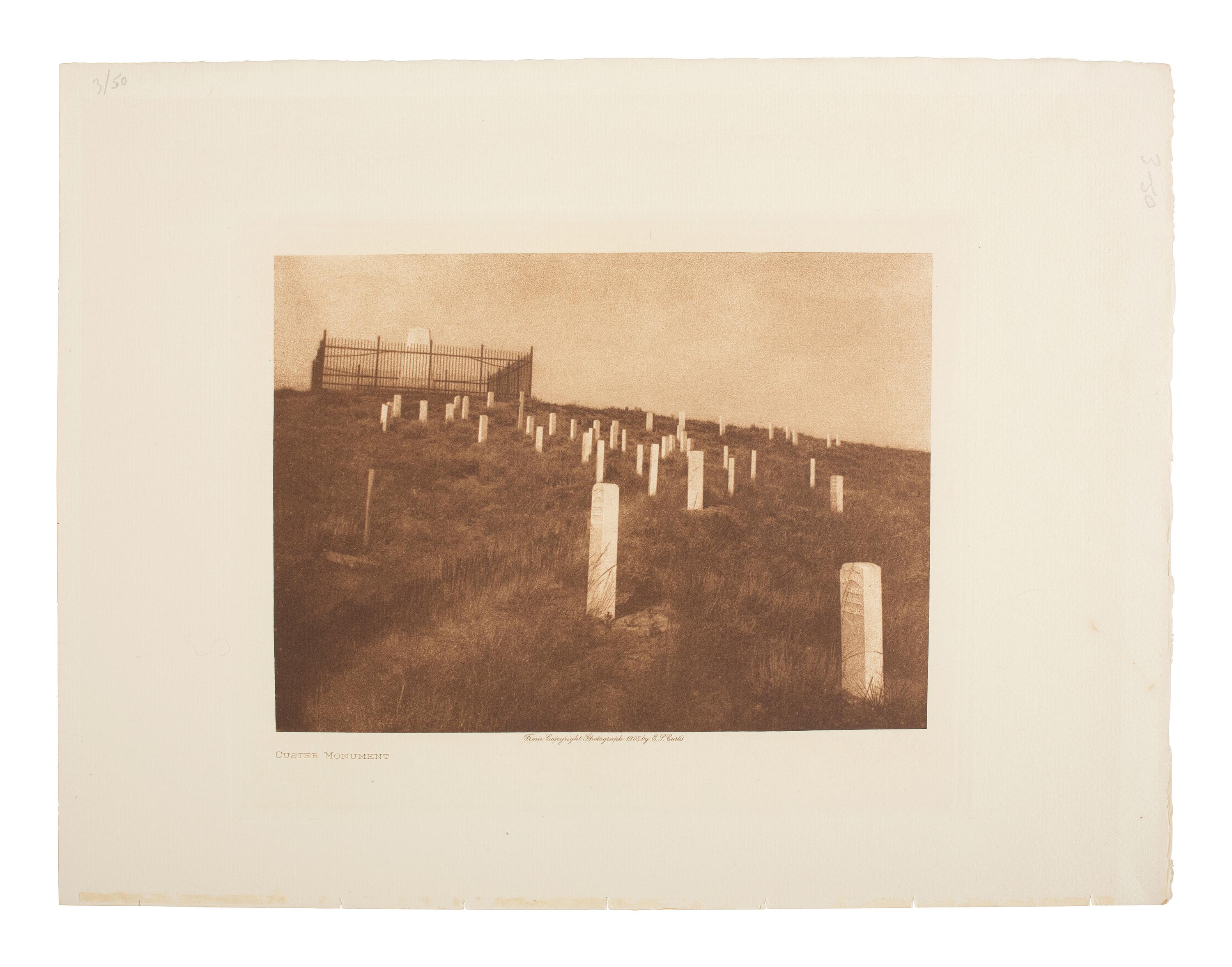[CUSTER, George A.] CURTIS, Edward. 2 photogravures incl. Custer's Monument and White Man Runs Him.