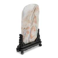 A Chinese Carved Jadeite and Hardwood Table Screen