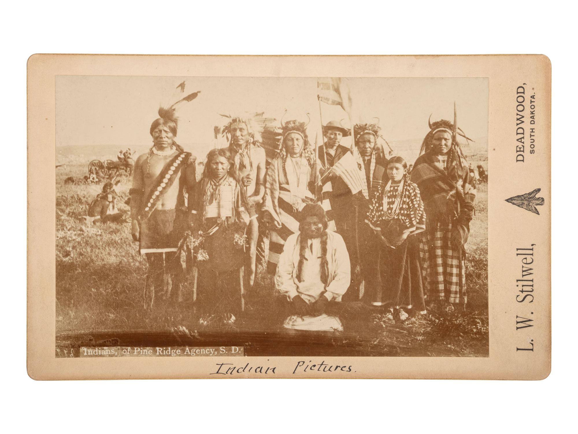 [NATIVE AMERICANS]. 2 boudoir cards of Pine Ridge Agency, South Dakota, by STILWELL and BUTCHER.