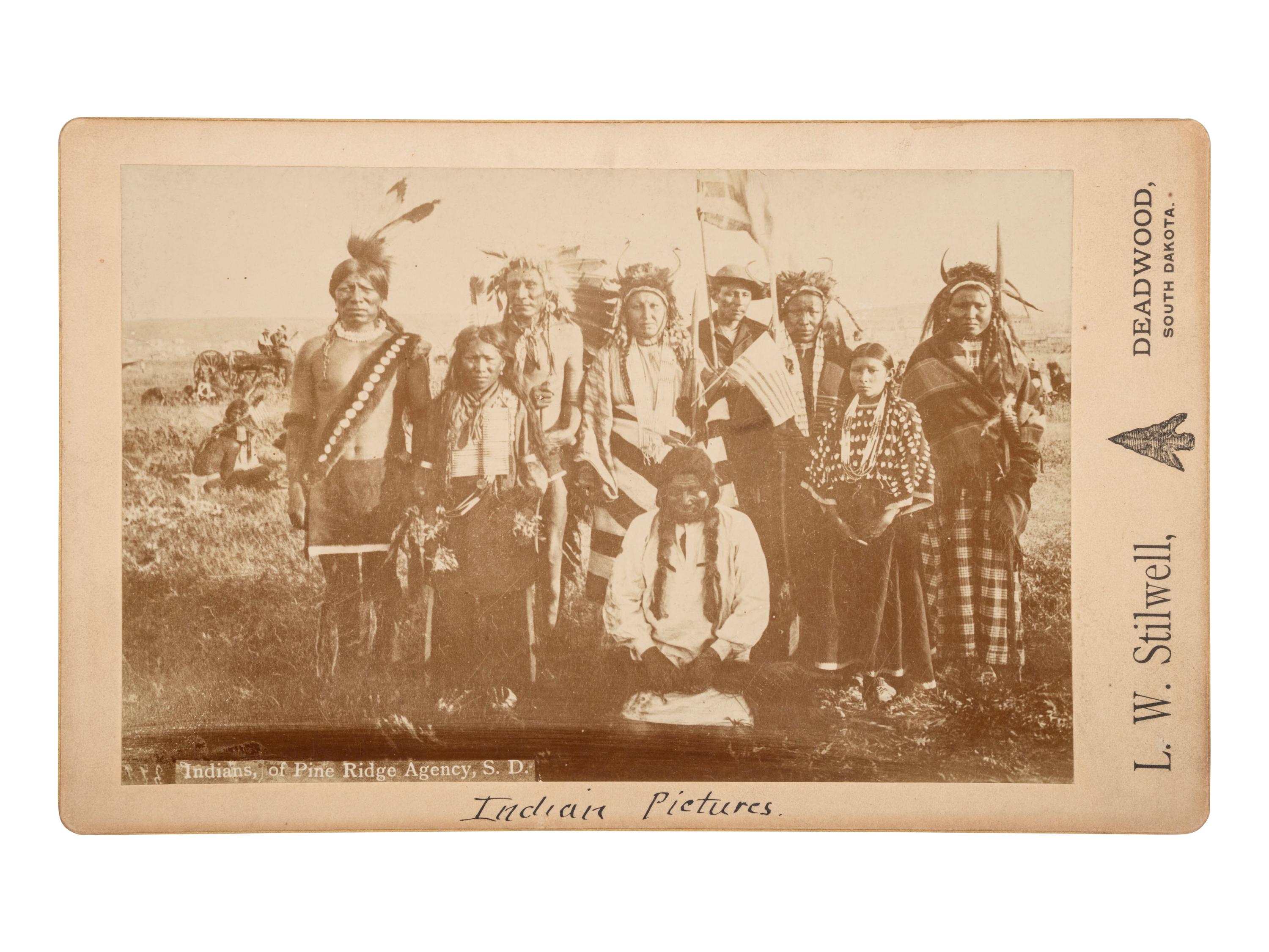 [NATIVE AMERICANS]. 2 boudoir cards of Pine Ridge Agency, South Dakota, by STILWELL and BUTCHER.