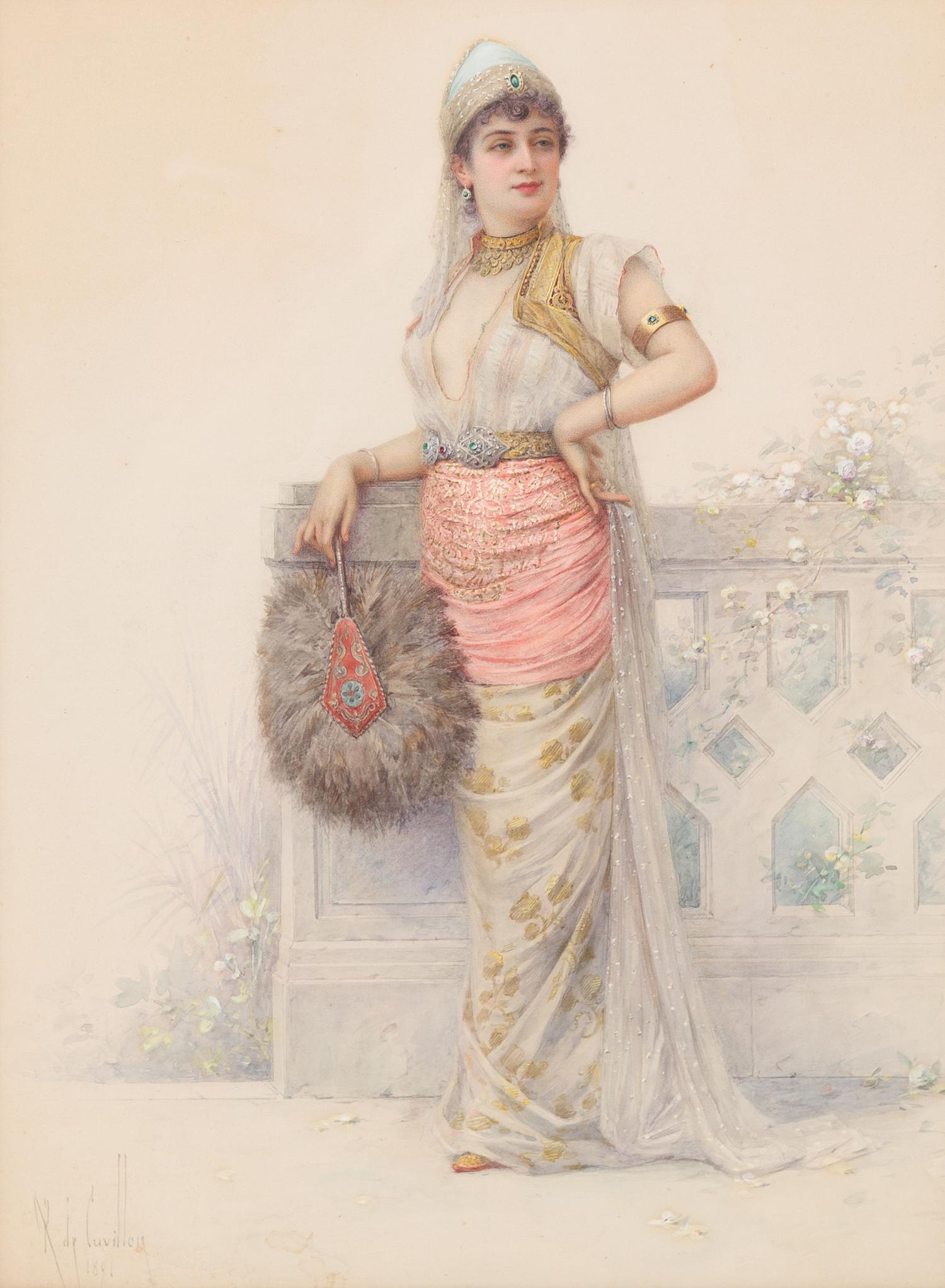 Louis Robert de Cuvillon, (French, 1848-1931), Lady with a Fan, 1891