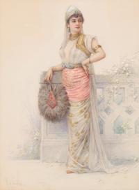 Louis Robert de Cuvillon, (French, 1848-1931), Lady with a Fan, 1891
