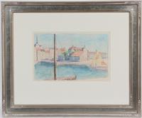 P. Roussel, (20th century), Honfleur #2, Honfleur #1 and View of Bay and Coastal Town (a group of three works)