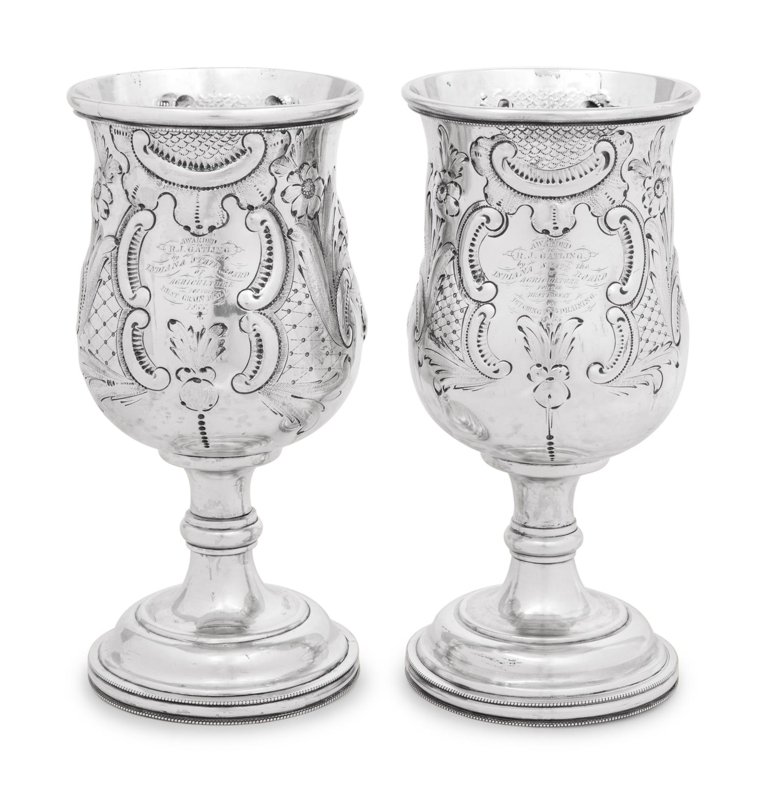 A Pair of American Silver Goblets