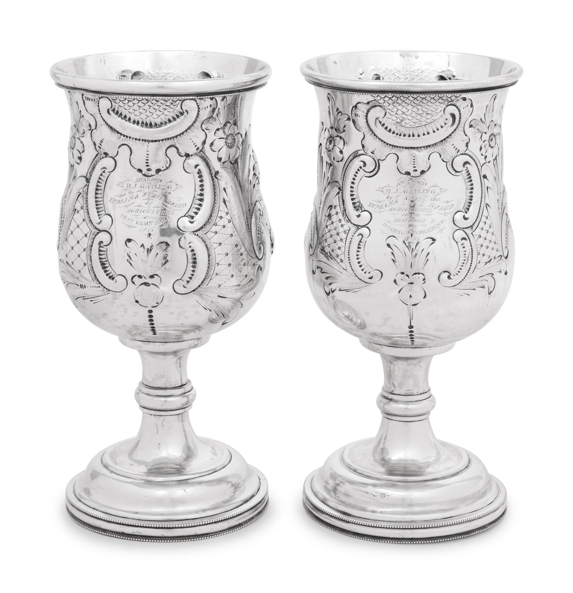 A Pair of American Silver Goblets