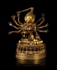 A Sino-Tibetan Gilt Bronze Figure of Tara