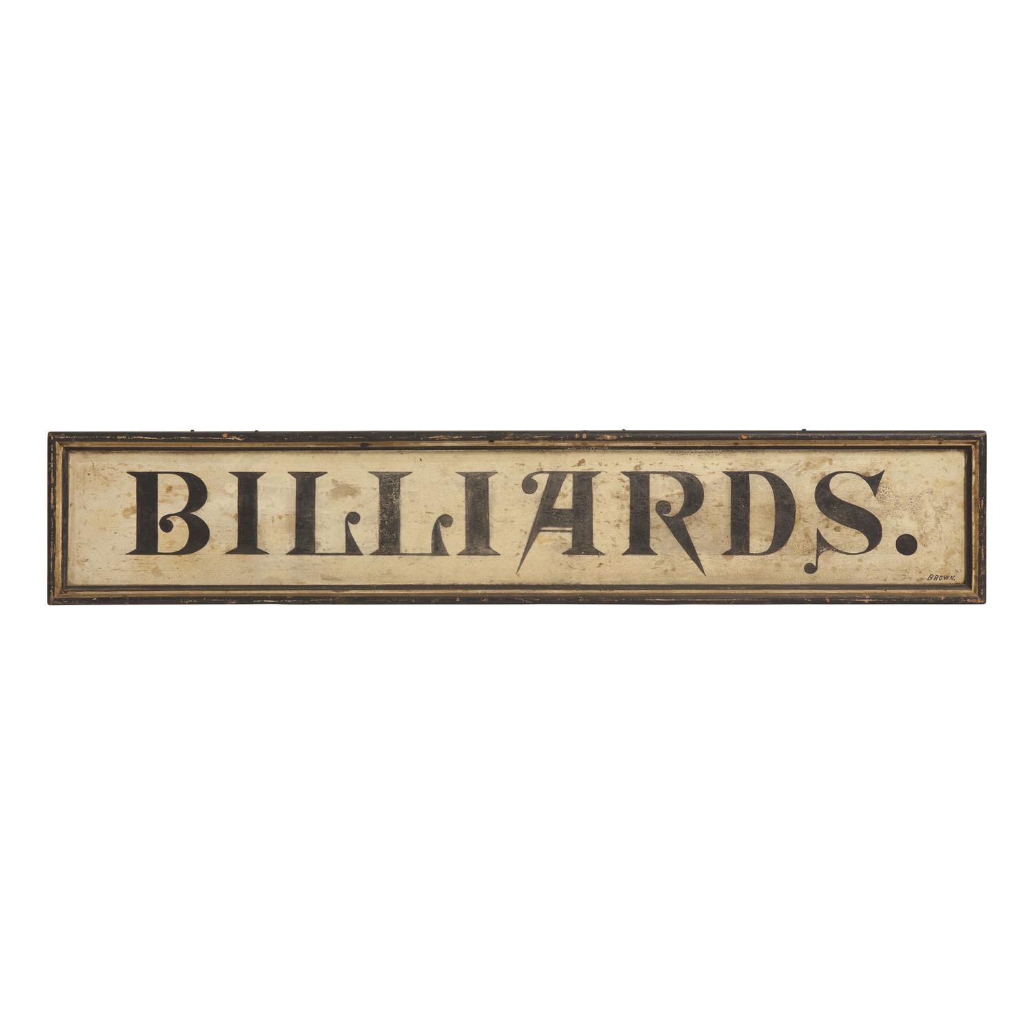 A Painted Wood "Billiards" Trade Sign