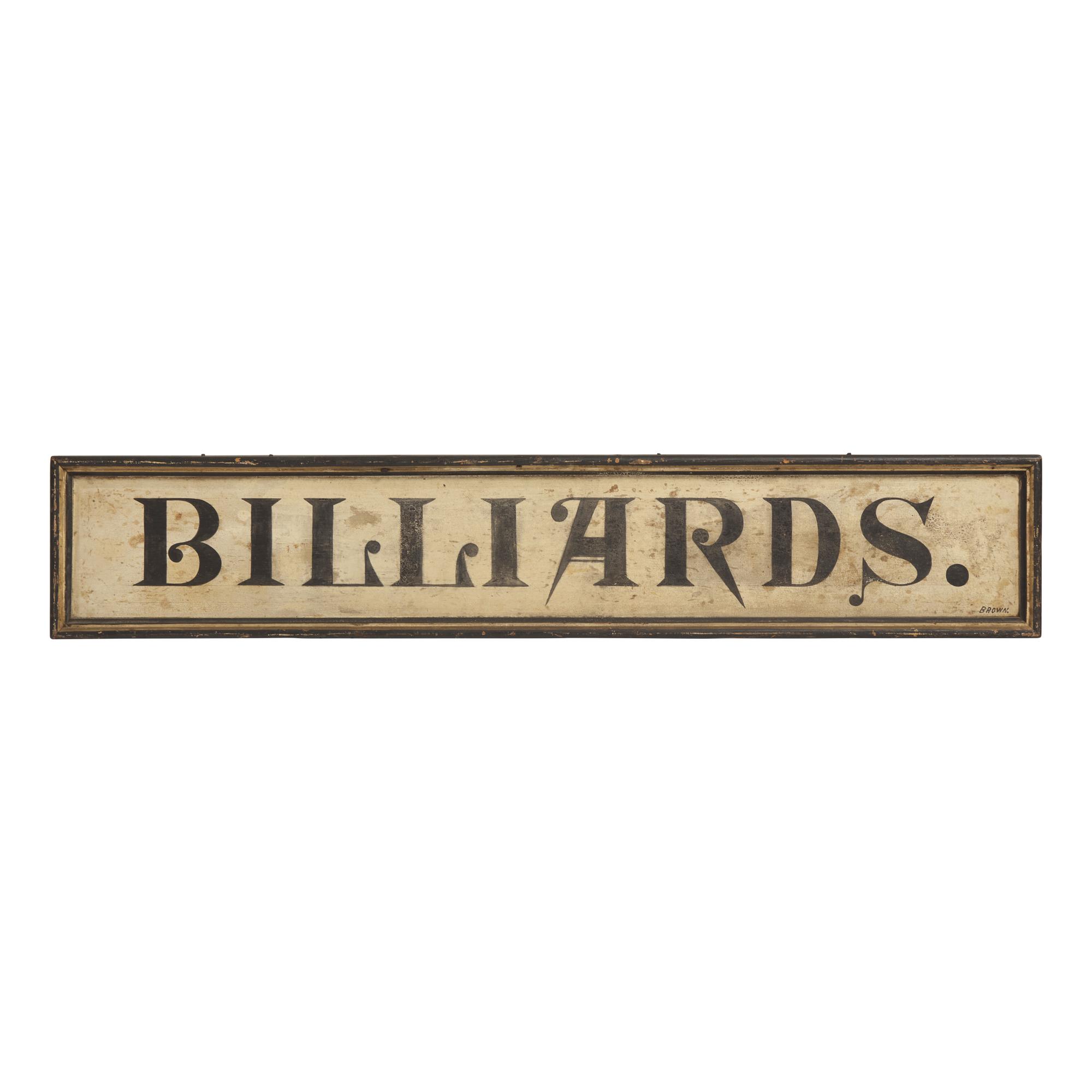 A Painted Wood "Billiards" Trade Sign