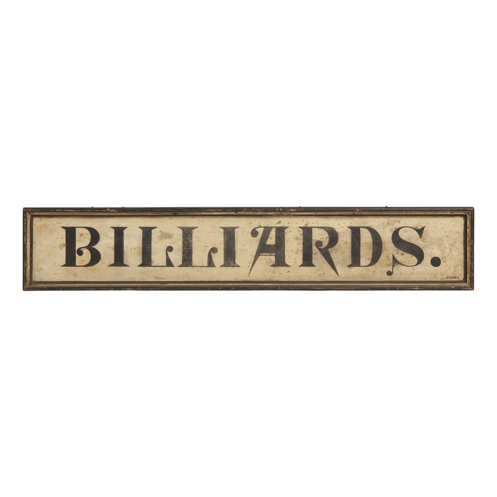 A Painted Wood "Billiards" Trade Sign