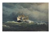 Sailing Vessel in Storm Tossed Seas , 1874