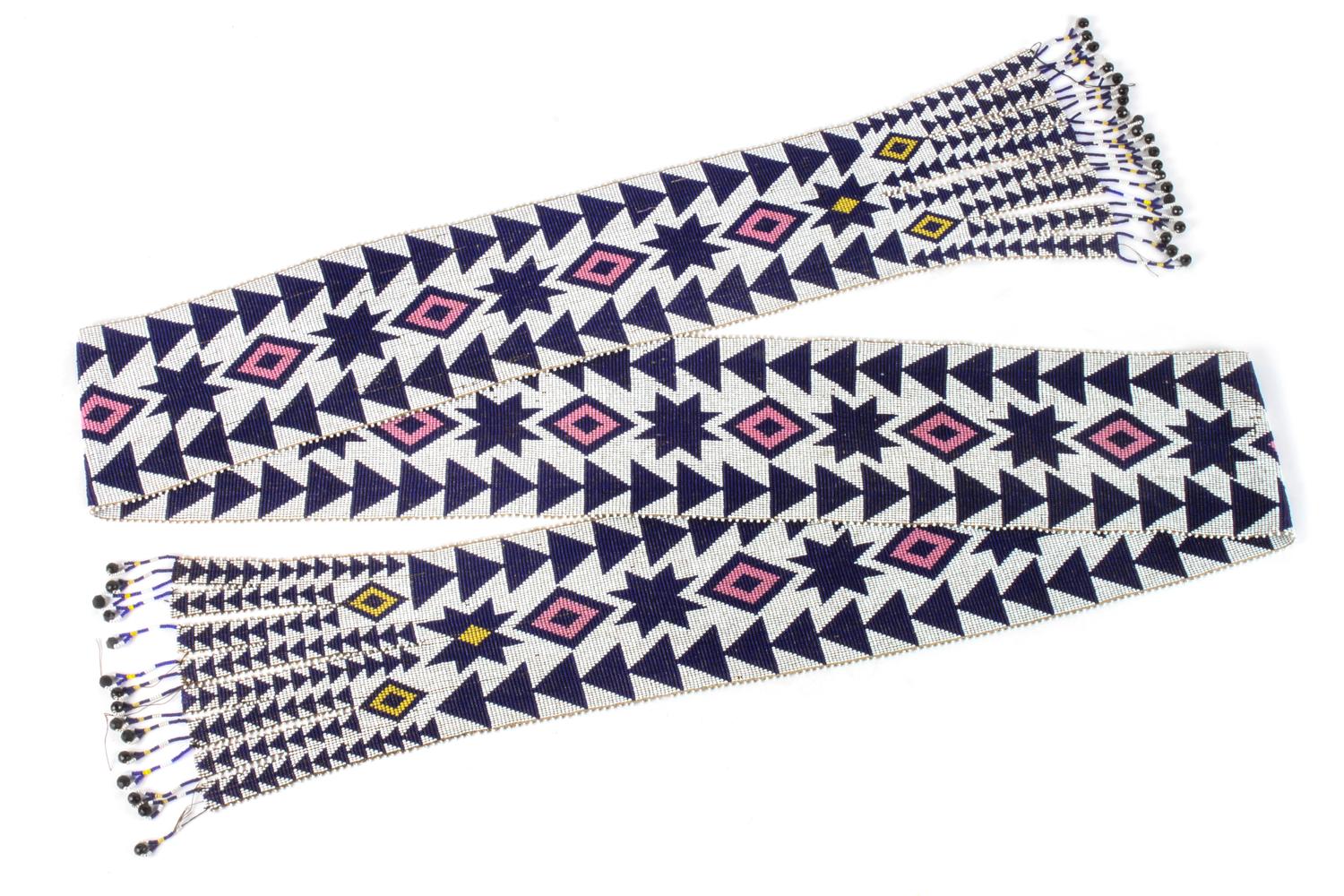 Great Lakes Area Fully Beaded Sash Length 82 inches — 19th Century
