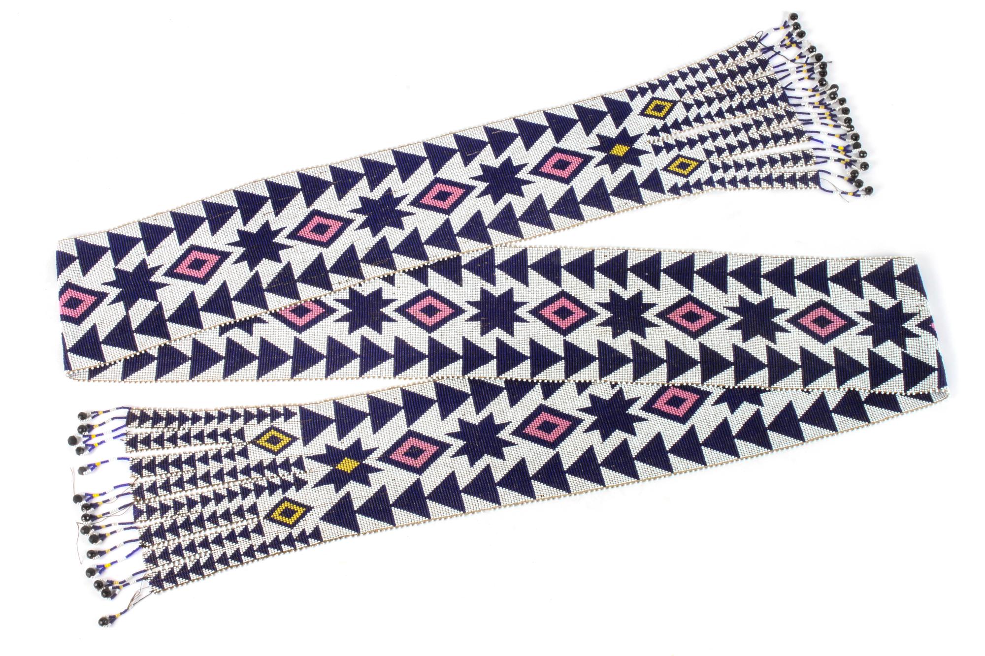 Great Lakes Area Fully Beaded Sash Length 82 inches — 19th Century