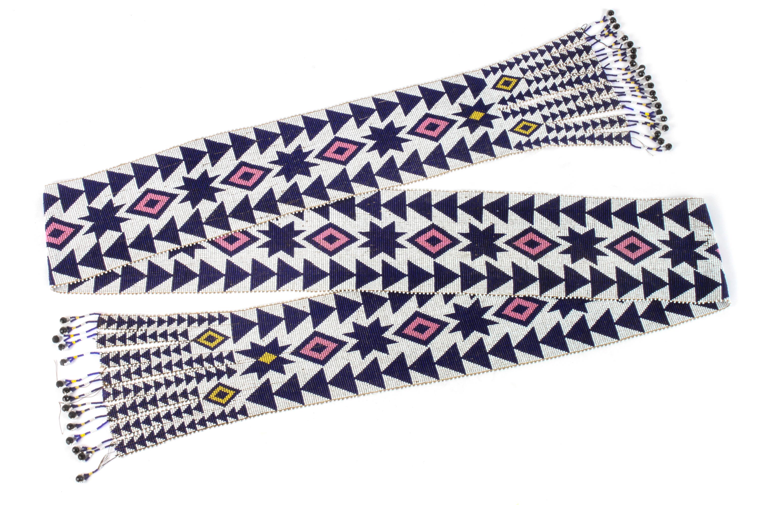 Great Lakes Area Fully Beaded Sash Length 82 inches — 19th Century