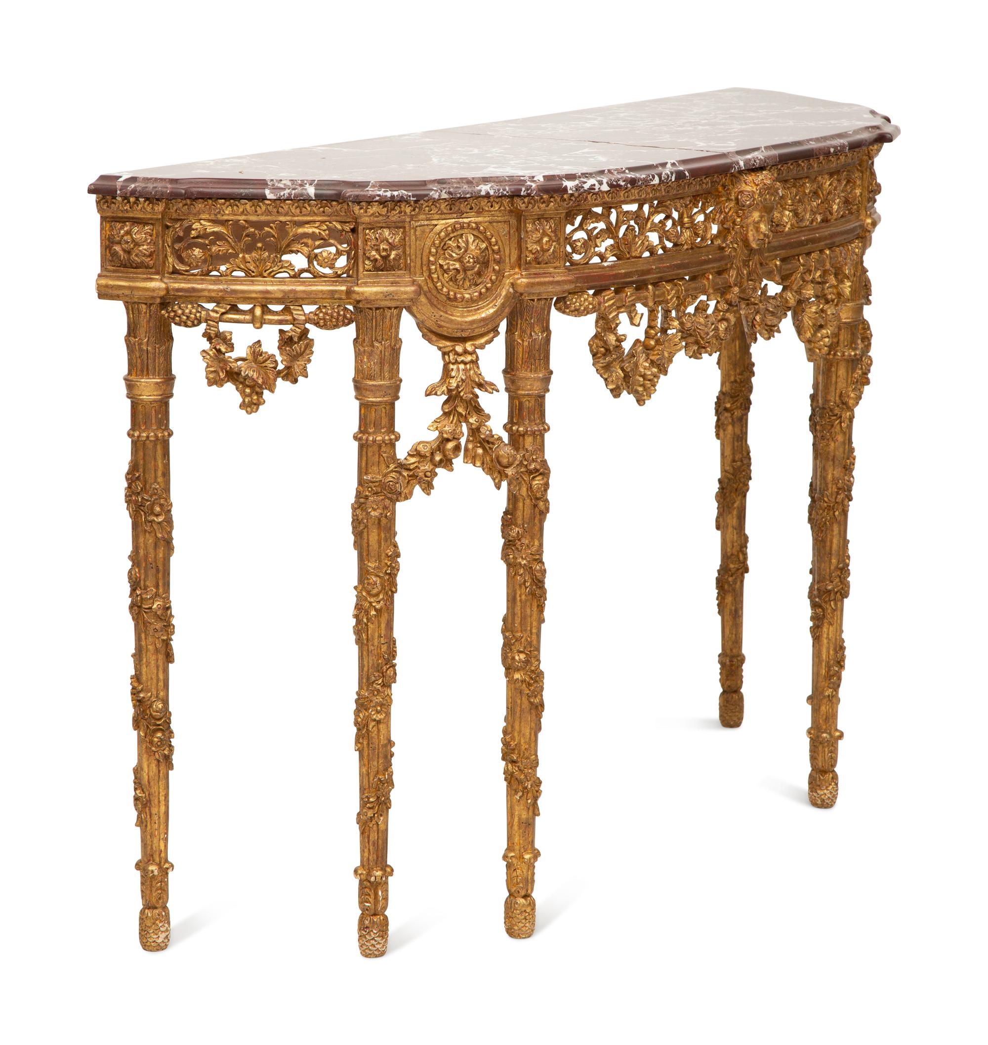 A Régence Style Giltwood Marble Top Console Table