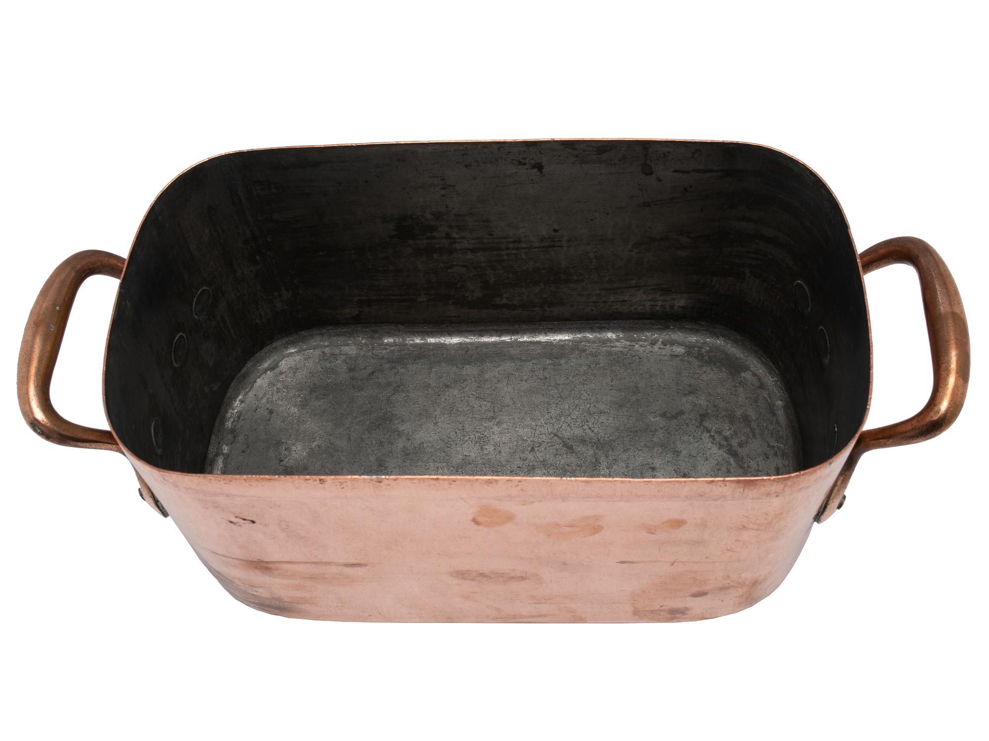 A French Copper Daubière with Brass Handles