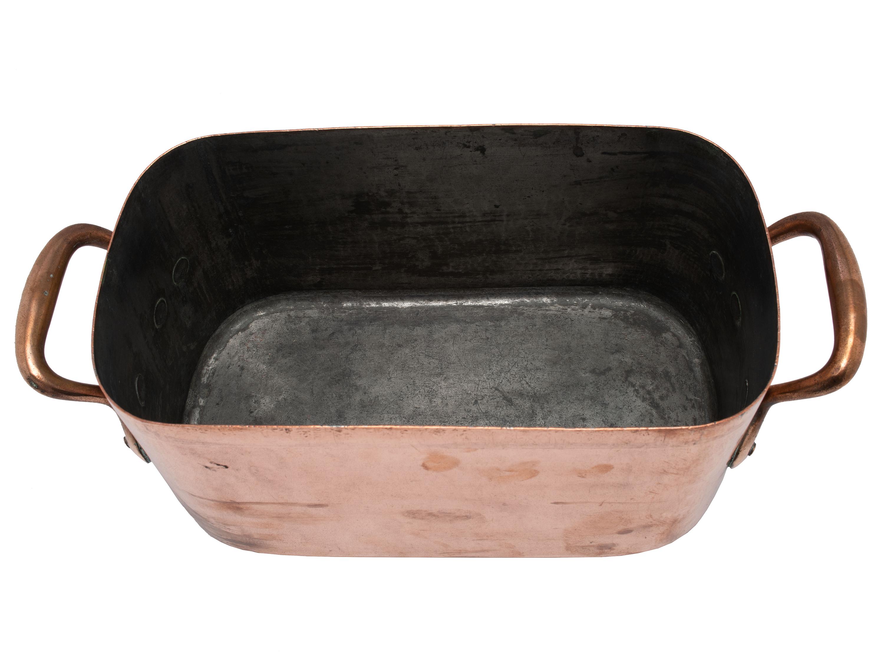 A French Copper Daubière with Brass Handles