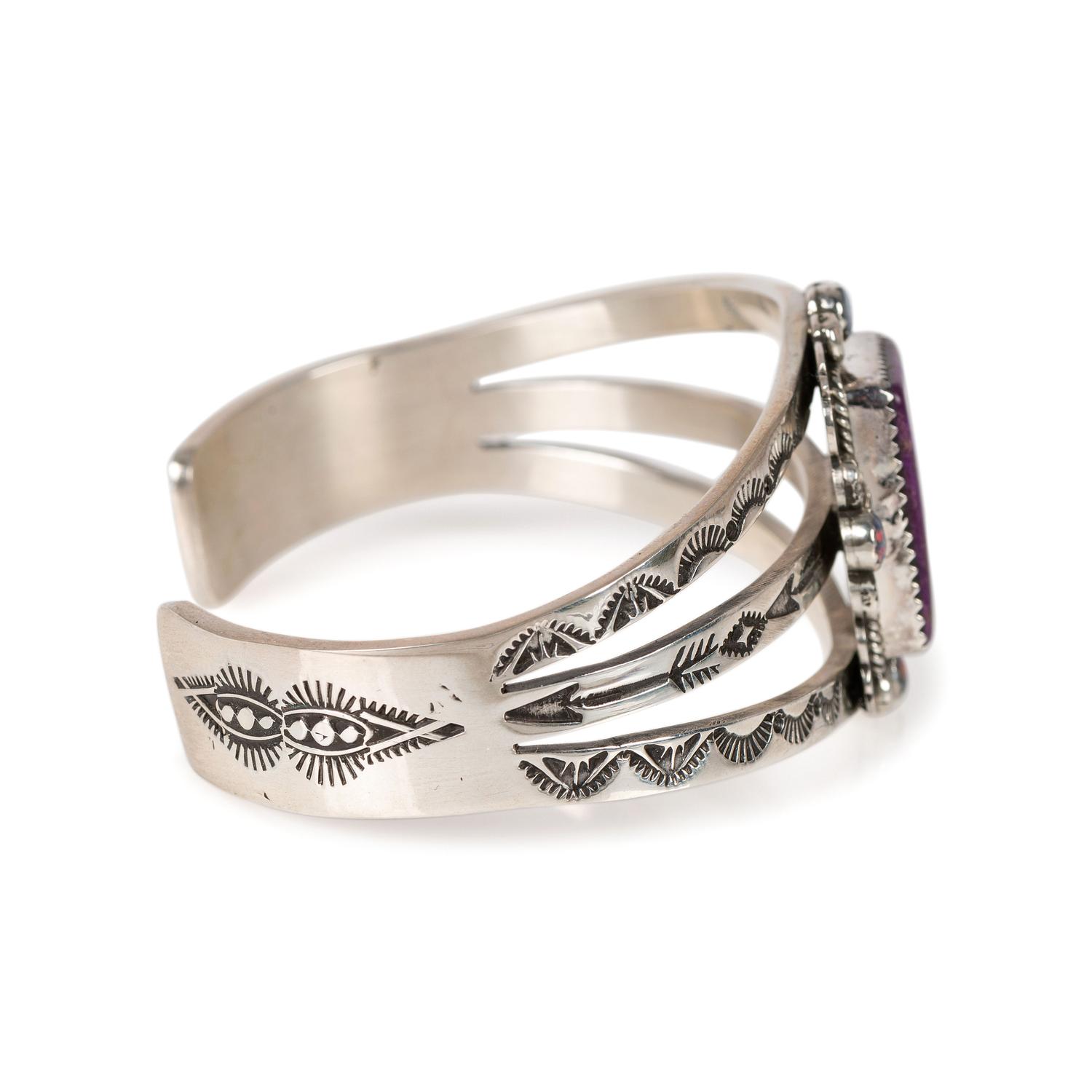 Matching Sterling Silver, Sugilite, and Opal Cuff Bracelet AND Ring